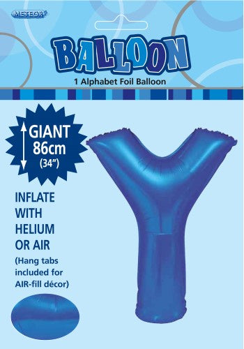 Giant Blue Letter Y 86cm (34”) Foil Balloon